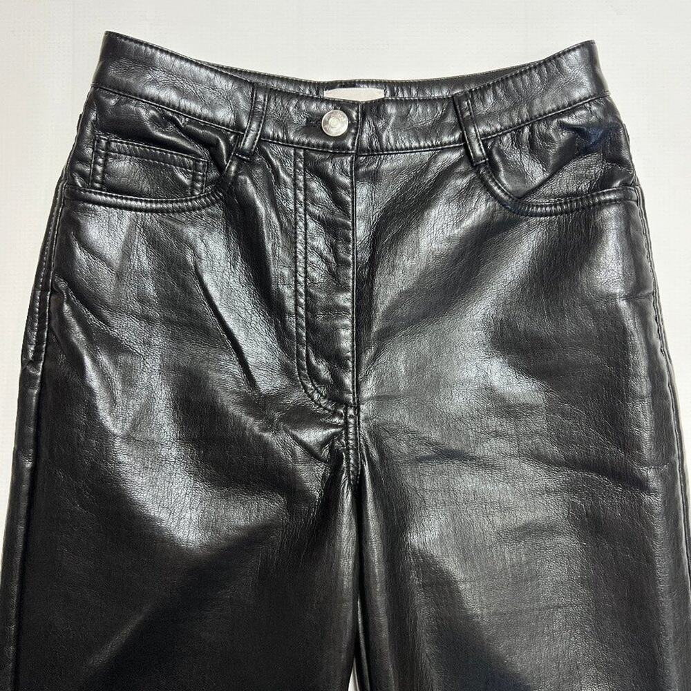 Aritzia Wilfred Melina Vegan Leather Pant SIZE 2 Black High Waist Straight Leg - Picture 6 of 12